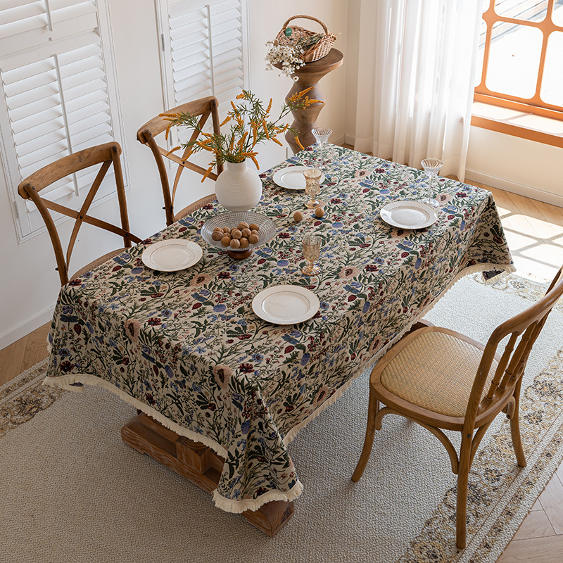 Tablecloth tablecloth-02 Americana Vintage Floral Tablecloth - Washable Jacquard Table Cover, 13 Patterns & 14 Sizes