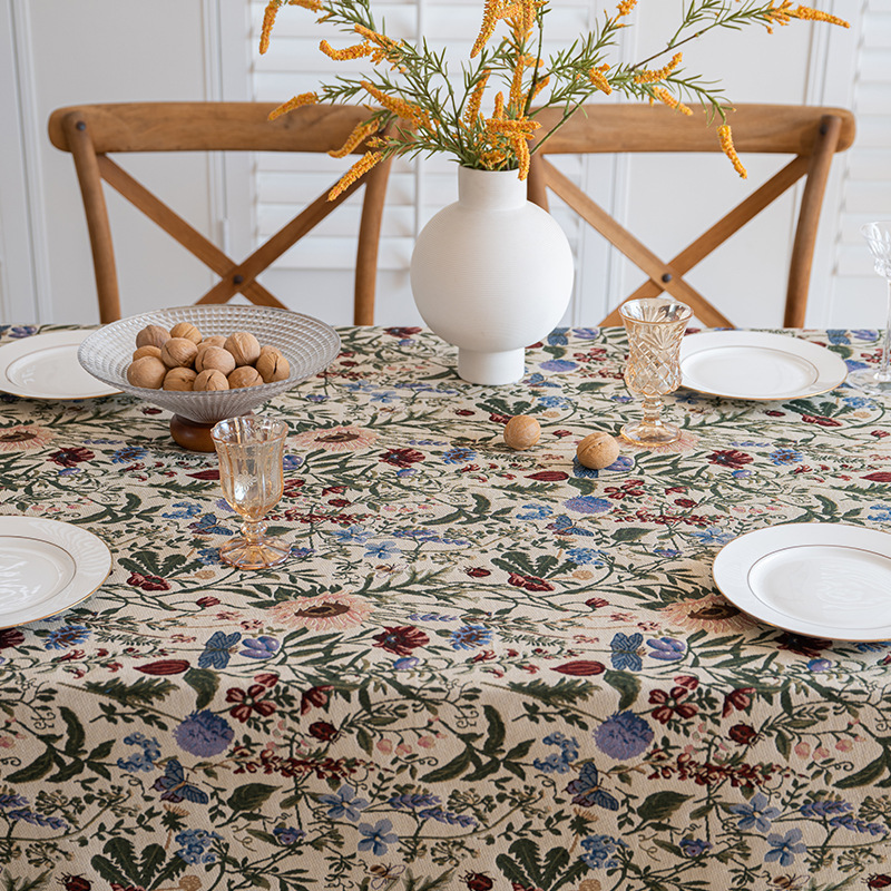 Tablecloth tablecloth-03 Americana Vintage Floral Tablecloth - Washable Jacquard Table Cover, 13 Patterns & 14 Sizes