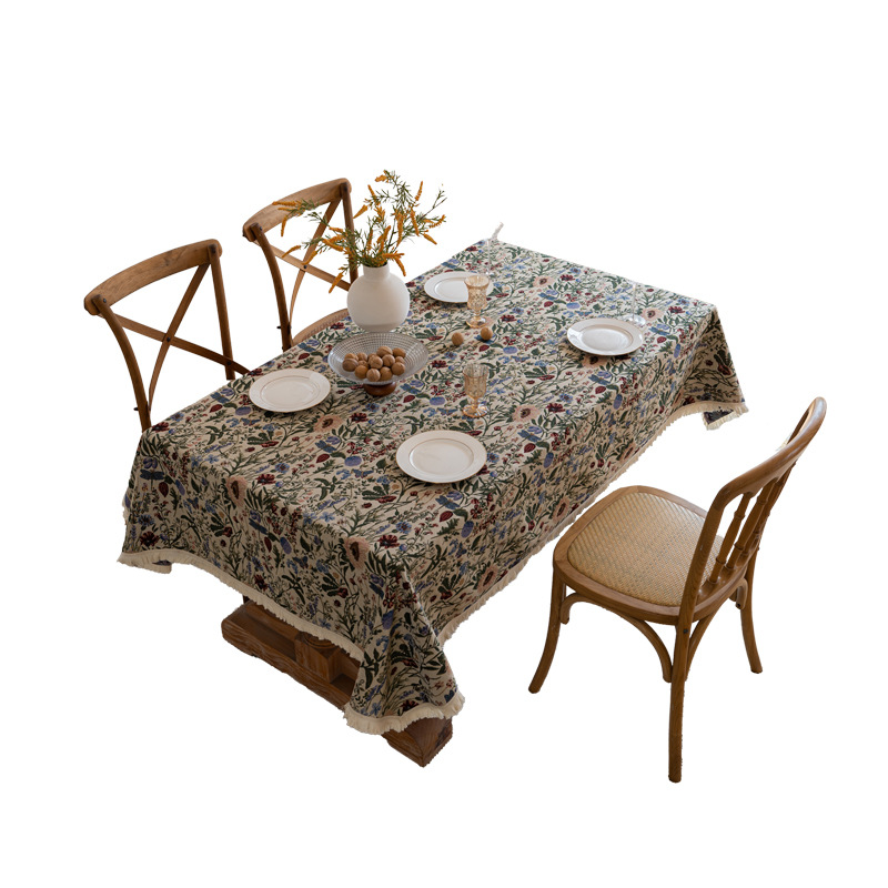 Tablecloth tablecloth-05 Americana Vintage Floral Tablecloth - Washable Jacquard Table Cover, 13 Patterns & 14 Sizes