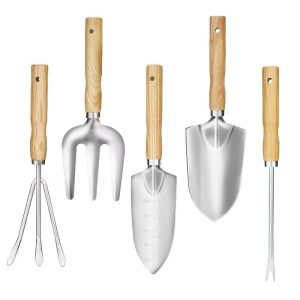 trowel-01.jpg Stainless Steel Garden Trowel Set - Wood Handle Gardening Tools for Planting Digging Weeding