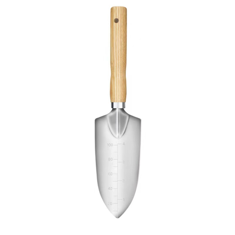 trowel-05.jpg Stainless Steel Garden Trowel Set - Wood Handle Gardening Tools for Planting Digging Weeding