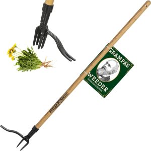 wd2-01.jpg Weed Remover Tool - Cast Steel Weeder Head with Bamboo Handle - Garden Weed Puller No Bending