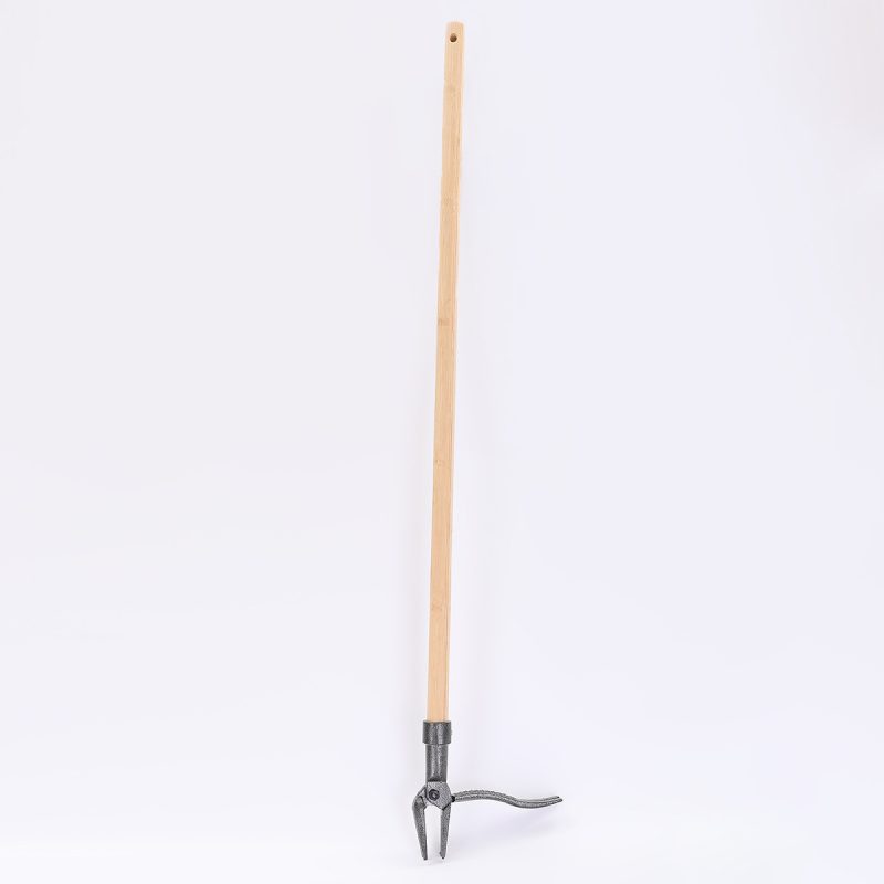 Weed Remover Tool - Cast Steel Weeder Head with Bamboo Handle - Garden Weed Puller No Bending