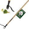 Weed Remover Tool - Cast Steel Weeder Head with Bamboo Handle - Garden Weed Puller No Bending
