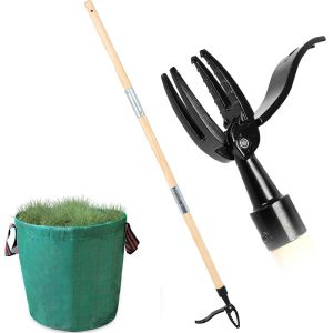 Standing Weed Puller Tool - 45 Inch Long Handle Garden Weeder with 3 Rod Extensions for Weeding