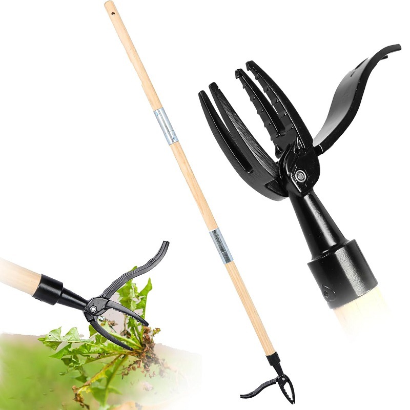 Standing Weed Puller Tool - 45 Inch Long Handle Garden Weeder with 3 Rod Extensions for Weeding